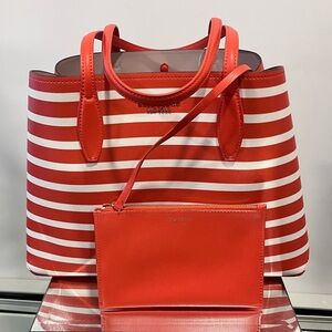 Kate Spade Orange! Sailing Stripe Tote Bag & Wristlet New w/o Tags One Owner